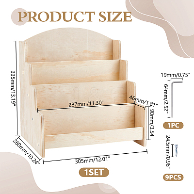 4-Tier Wood Display Riser Stands for Brochures ODIS-WH0001-94-1