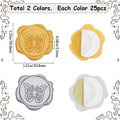 50Pcs 2 Colors Butterfly Adhesive Wax Seal Stickers DIY-CP0010-25-1