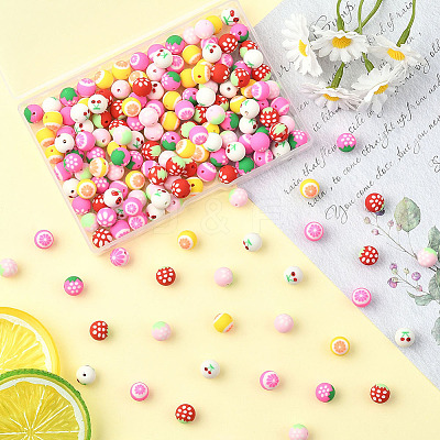 180Pcs 6 Colors Fruits Theme Handmade Polymer Clay Beads CLAY-SC0002-59-1