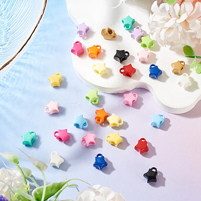 30Pcs 15 Colors Baking Paint Opaque Acrylic Beads ACRP-TA0001-05-1