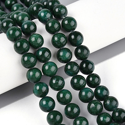 Dyed Natural Mashan Jade Round Beads Strands G-T139-8mm-67F-1