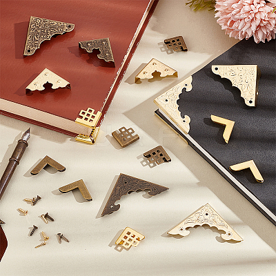 100Pcs 10 Styles Iron Book Corner Guards FIND-PH0020-50-1