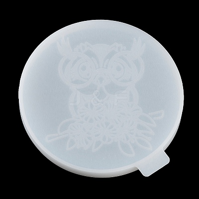 Flat Round with Owl & Flower DIY Cup Mat Silicone Molds SIL-F007-06B-1
