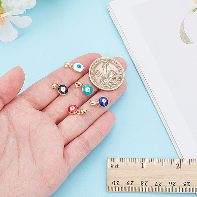 5Pcs 5 Colors Brass Enamel Charms KK-HY0004-03-1