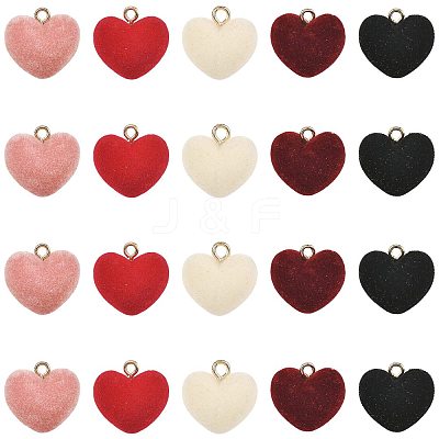 20Pcs 5 Colors Flocky Acrylic Pendants FIND-FS0004-95-1