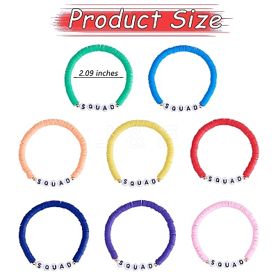 8Pcs 8 Colors Polymer Clay Heishi Surfer Stretch Bracelets Set BJEW-SW00085-1
