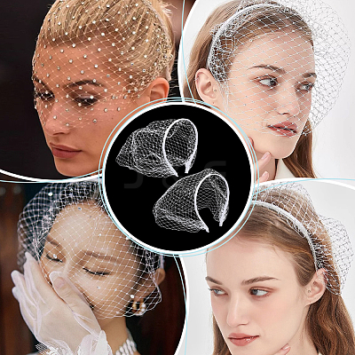 2Pcs 2 Colors Mesh Veil Cloth Hair Bands FIND-OC0003-95C-1