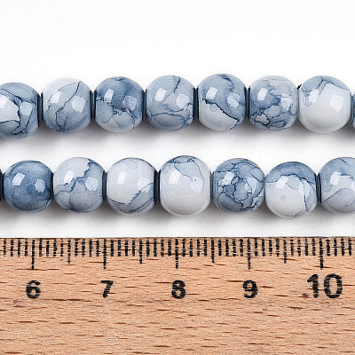 Baking Paint Glass Beads Strands X-DGLA-N003-8mm-C07-1