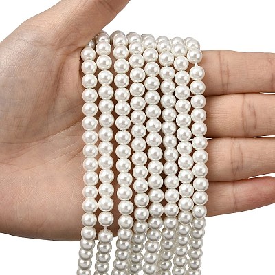 Eco-Friendly Dyed Glass Pearl Round Beads Strands HY-A008-6mm-RB001-1