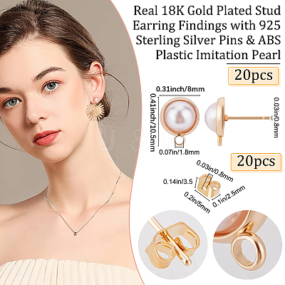 20Pcs Brass Stud Earring Findings MAK-BBC0001-28-1