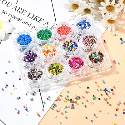 60G 12 Colors Baking Paint Glass Seed Beads SEED-YW0002-92-1