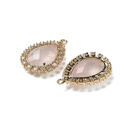 Natural Rose Quartz Faceted Teardrop Pendants G-I375-01G-16-1