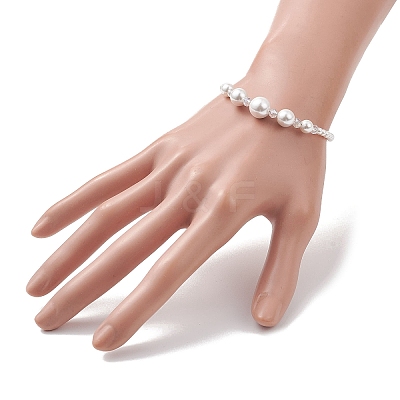Round Natural Cultured Freshwater Pearl & Glass Beaded Bracelets & Necklaces & Dangle Earrings Sets SJEW-JS01366-1
