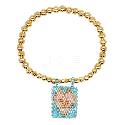 Bohemian Glass Seed Bead Charm Bracelets IW8477-15-1