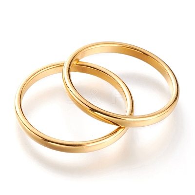 Ion Plating(IP) 304 Stainless Steel Plain Band Rings RJEW-B0006-7-01G-1