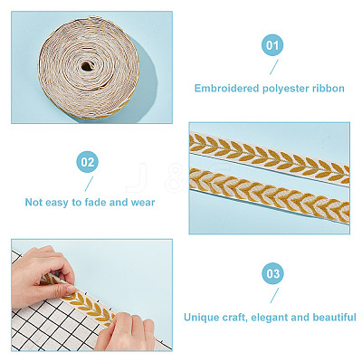 about 10.5~11 yards Ethnic Style Polycotton Jacquard Leaf Ribbons OCOR-GO0001-15C-1