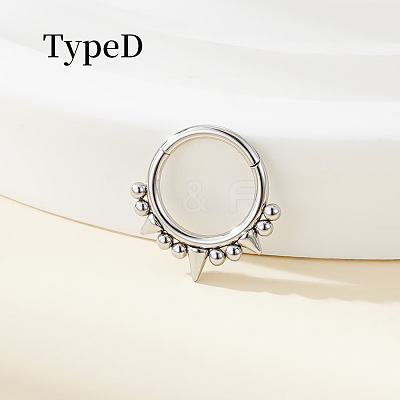 316 Surgical Stainless Steel Spike Hoop Nose Rings WG34C30-01-1