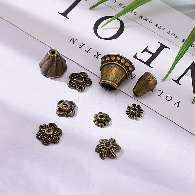Tibetan Style Alloy Bead Caps TIBE-MSMC004-AB-1
