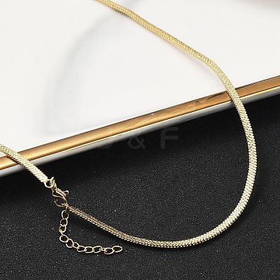 Brass Flat Snake Chain Necklace NJEW-R260-01G-1