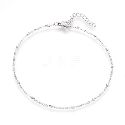 Tarnish Resistant 304 Stainless Steel Cable Chain Anklets LS-AJEW-P069-01P-1