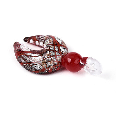 Handmade Silver Foil Lampwork Big Pendants FOIL-N031-01B-1