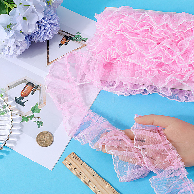 10M Polyester Pleated Lace Trim Ribbon DIY-GF0009-03A-1