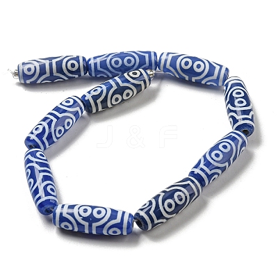 Blue Tibetan Style dZi Beads Strands TDZI-NH0001-B12-01-1