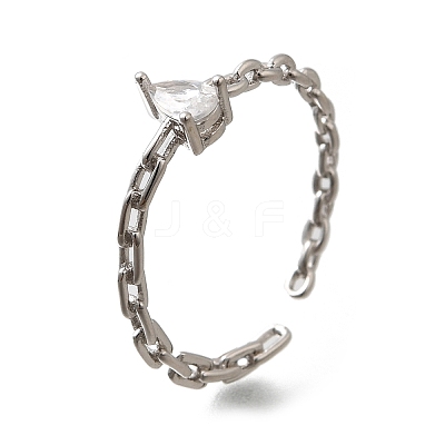 925 Sterling Silver Pave Cubic Zirconia Open Cuff Rings RJEW-R016-01P-01-1