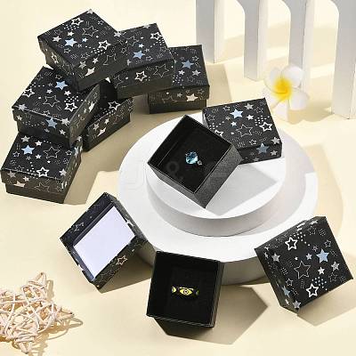 12Pcs Star Print Paperboard Jewelry Gift Boxes CON-FS0001-25-1