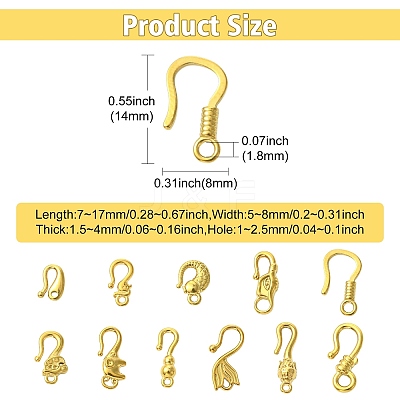 11Pcs 11 Styles 304 Stainless Steel Hook Clasps STAS-CJ0003-39G-1