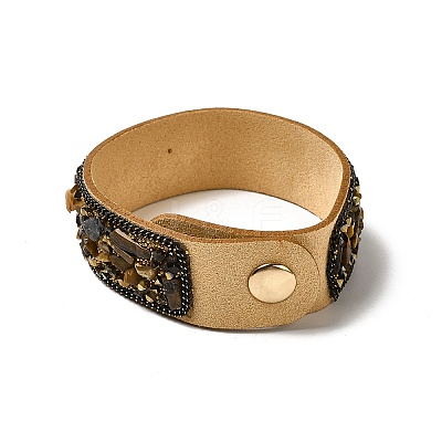 Faux Suede Snap Cord Bracelet LS-BJEW-F428-04-1