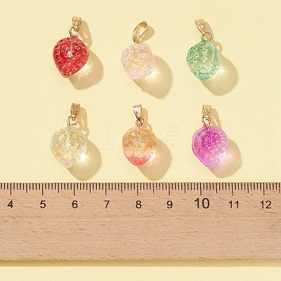 24Pcs 6 Style Transparent Spray Painted Glass Pendants GLAA-FS0001-33-1