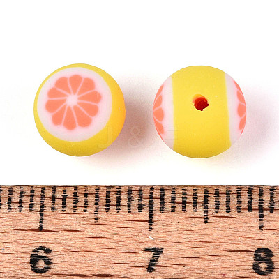 Fruits Theme Handmade Polymer Clay Beads CLAY-T022-04G-1
