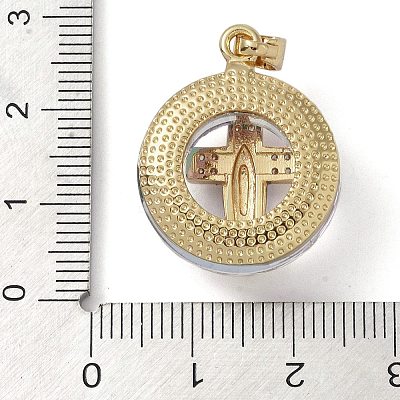 Brass Micro Pave Cubic Zirconia with Glass Pendents KK-Q815-01G-02-1