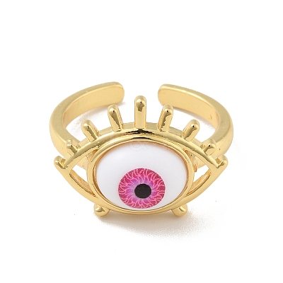 Acrylic Horse Eye Open Cuff Ring RJEW-B042-04G-02-1