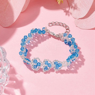 Heart Glass Seed Beaded Bracelets for Women BJEW-JB10268-1