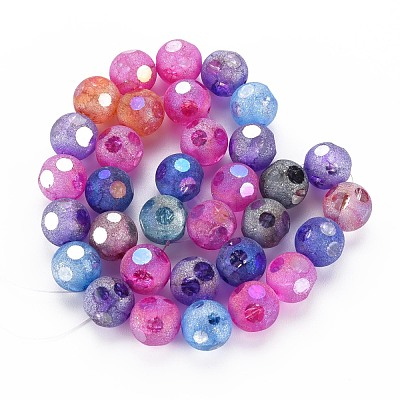 Transparent Electroplate Crackle Glass Beads Strands X-EGLA-T008-13-1