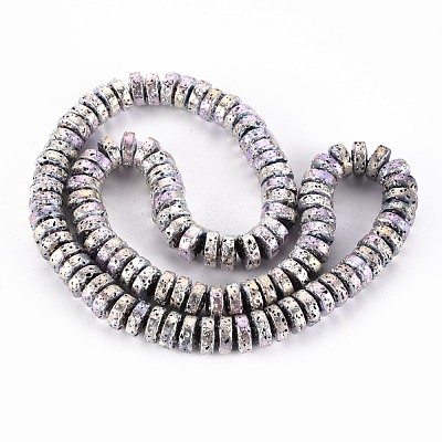 Electroplated Natural Lava Rock Beads Strands G-T114-69-1