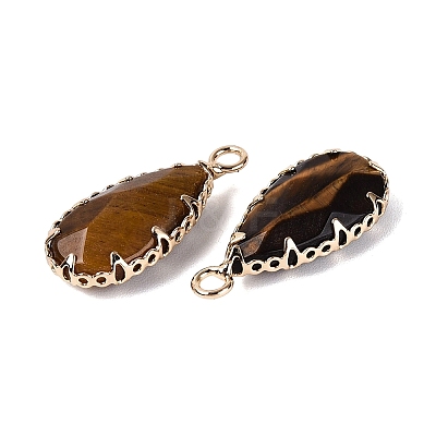 Natural Tiger Eye Faceted Pendants G-Q606-104G-06-1