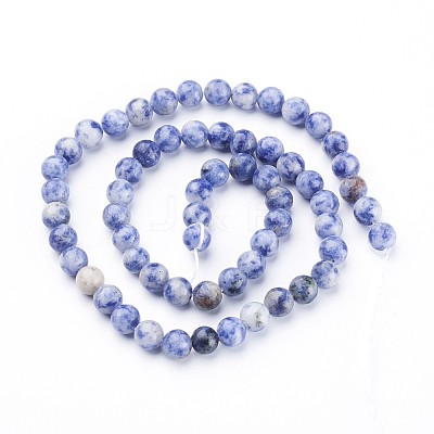 Natural Blue Spot Jasper Bead Strands X-GSR6mmC036-1