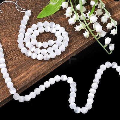 Natural Selenite Beads Strands LS-G-N328-025B-02-1