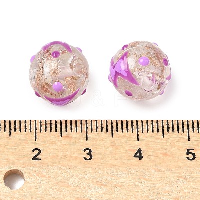 Luminous Handmade Enamel Gold Sand Glass Beads Strands LAMP-U004-08F-1
