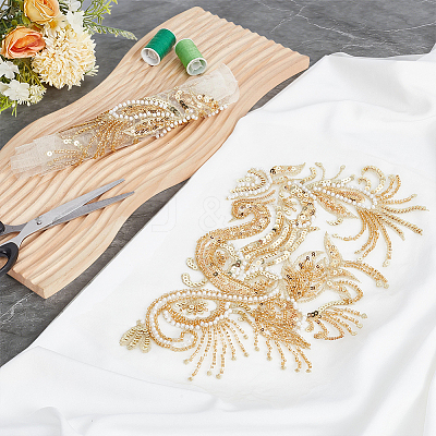 Flower Pattern Polyester Applques PATC-WH0023-84-1