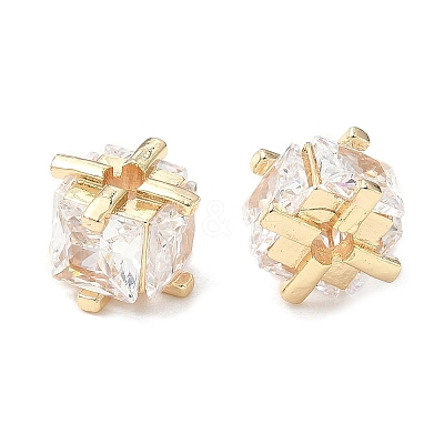 Brass Cubic Zirconia Beads KK-A254-15G-1