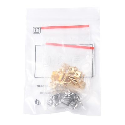 16Pcs 2 Colors 201 Stainless Steel Stud Earring Findings with Hole EJEW-FS0001-20-1