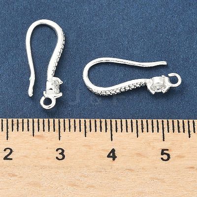 Brass Clear Cubic Zirconia Earring Hooks KK-H532-23S-1
