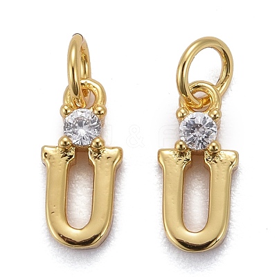 Brass Micro Pave Clear Cubic Zirconia Pendants ZIRC-Z011-35U-1