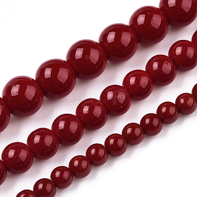 Opaque Solid Color Glass Beads Strands X-GLAA-T032-P8mm-05-1