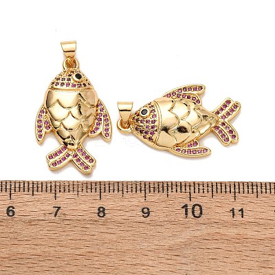 Brass Micro Pave Cubic Zirconia Pendants KK-K408-61G-02-1