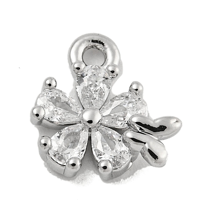 Brass Micro Pave Clear Cubic Zirconia Pendants LS-KK-U015-10P-1